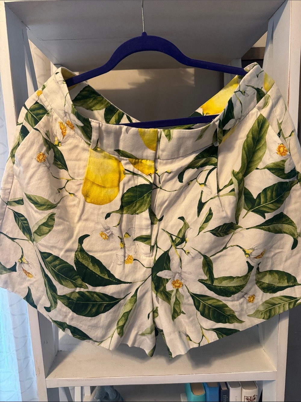 Express White Shorts with Yellow Lemon & Green Leaf Print